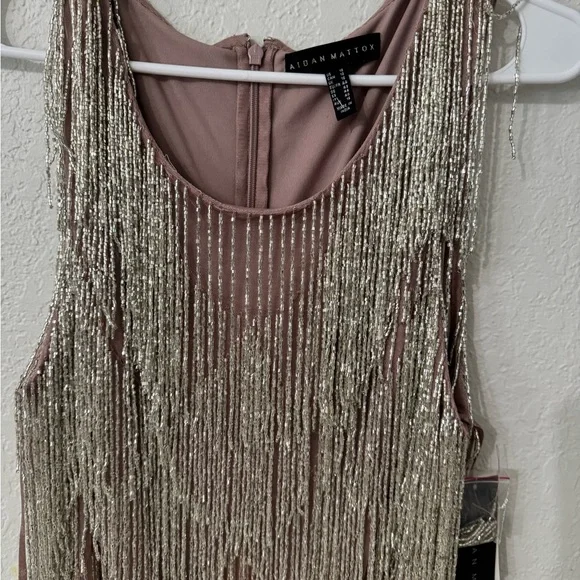 Aidan Mattox Women's Fringe Cocktail Dress - Warm Ginger - Size 12